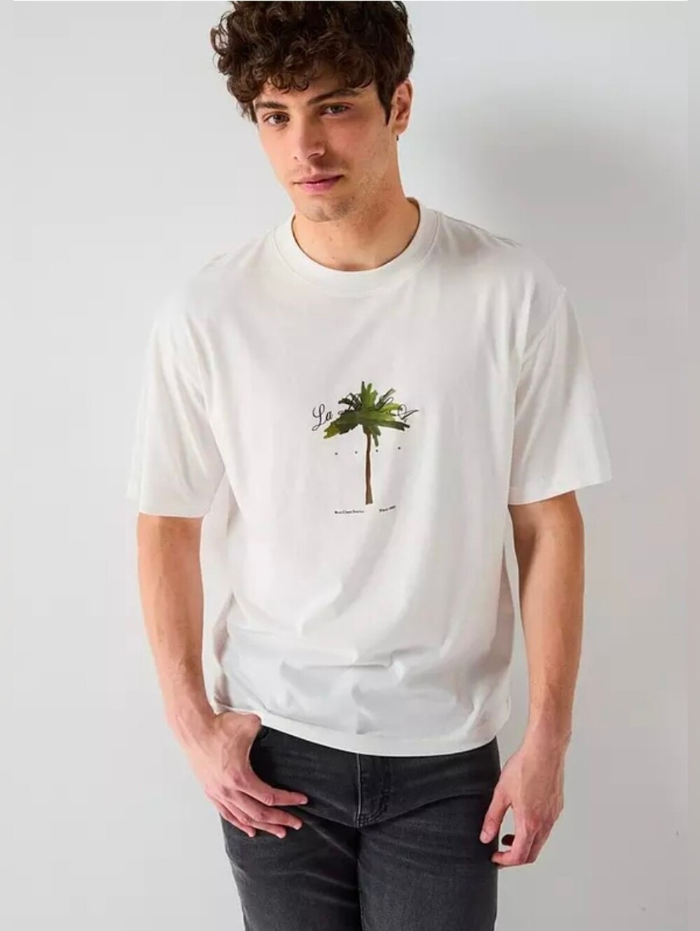 $58 Hugo Boss Mens Duwom Relaxed-Fit Logo Graphic Short Sleeve Crewneck T-Shirt